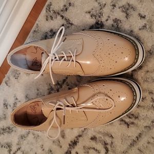 Vinyl Wedge Oxford Style Loafers